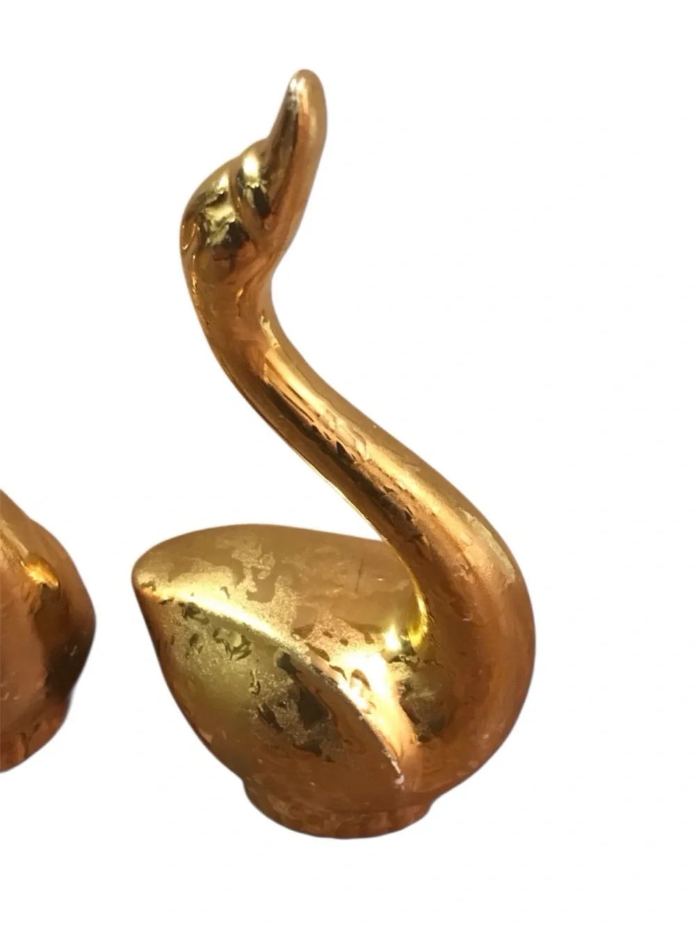 Vintage MCM Weeping Gold Swan Figurines